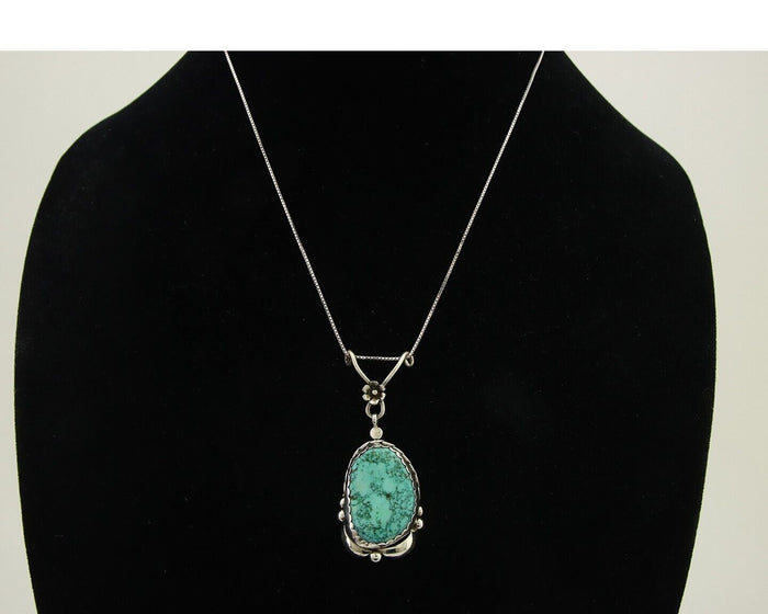 Navajo Necklace 925 Silver Natural Turquoise Artist Signed Jennifer Begay C.80's