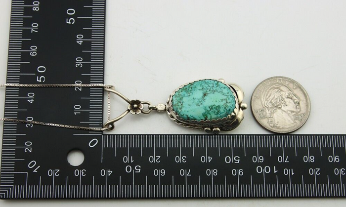 Navajo Necklace 925 Silver Natural Turquoise Artist Signed Jennifer Begay C.80's