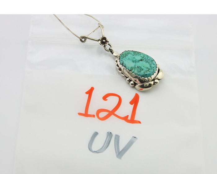 Navajo Necklace 925 Silver Natural Turquoise Artist Signed Jennifer Begay C.80's