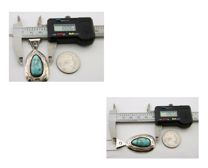 Navajo Necklace 925 Silver Natural Turquoise Artist Signed JLS? C.80's
