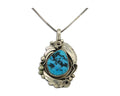 Navajo Necklace 925 Silver Natural Turquoise Artist Signed Justin Morris C.80's