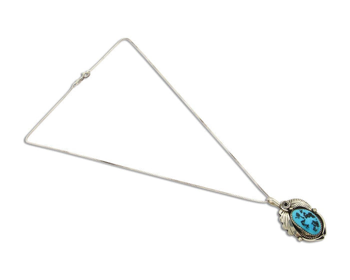 Navajo Necklace 925 Silver Natural Turquoise Artist Signed Justin Morris C.80's