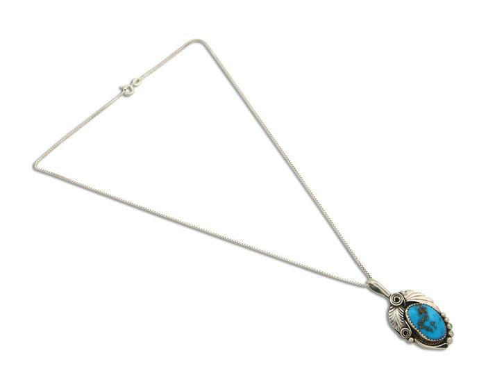 Navajo Necklace 925 Silver Natural Turquoise Artist Signed Justin Morris C.80's