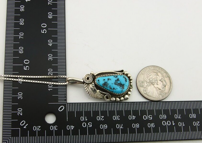 Navajo Necklace 925 Silver Natural Turquoise Artist Signed Justin Morris C.80's