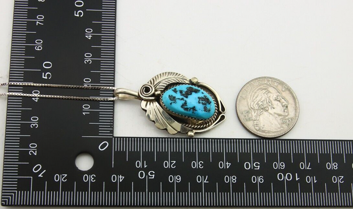 Navajo Necklace 925 Silver Natural Turquoise Artist Signed Justin Morris C.80's