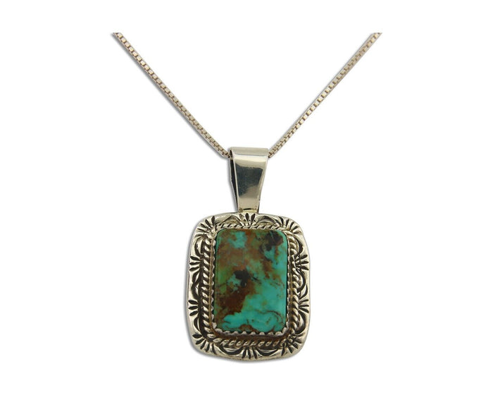Navajo Necklace 925 Silver Natural Turquoise Artist Signed Lawrence Baca C.80's