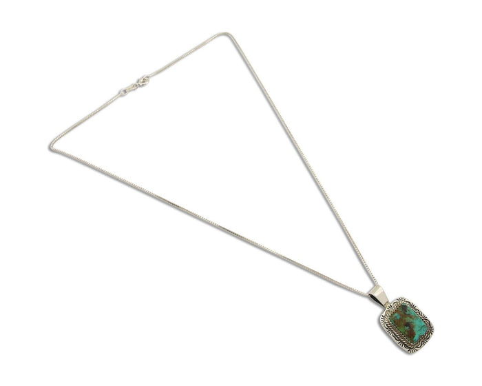 Navajo Necklace 925 Silver Natural Turquoise Artist Signed Lawrence Baca C.80's