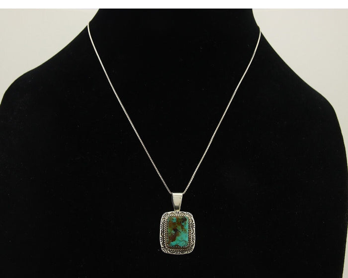 Navajo Necklace 925 Silver Natural Turquoise Artist Signed Lawrence Baca C.80's