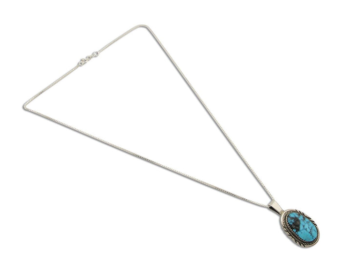 Navajo Necklace 925 Silver Natural Turquoise Artist Signed Loretta Begay C.80's