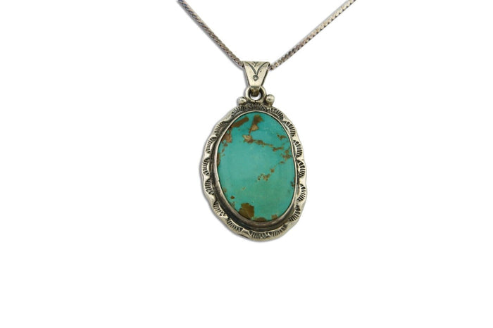 Navajo Necklace 925 Silver Natural Turquoise Artist Signed M Montoya C.80's