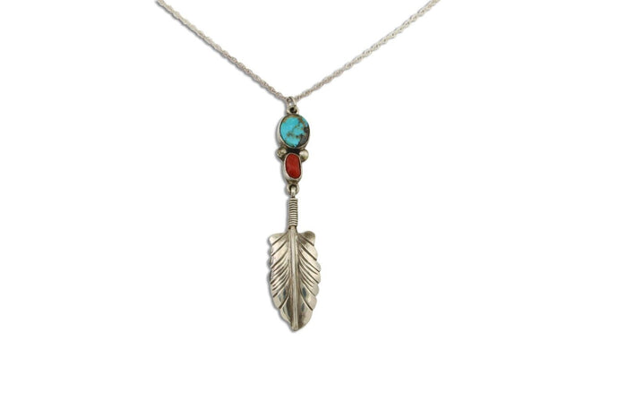 Navajo Necklace 925 Silver Natural Turquoise Artist Signed M Montoya C.80's