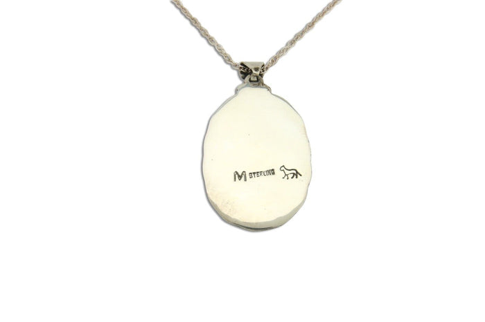 Navajo Necklace 925 Silver Natural Turquoise Artist Signed M Montoya C.80's