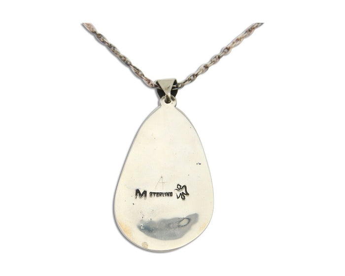 Navajo Necklace 925 Silver Natural Turquoise Artist Signed M Montoya C.80's