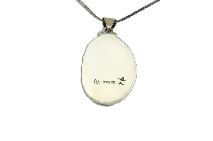 Navajo Necklace 925 Silver Natural Turquoise Artist Signed M Montoya C.80's