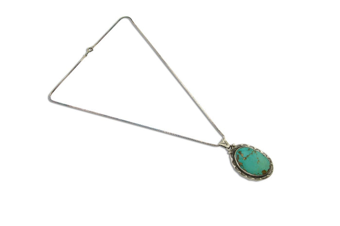 Navajo Necklace 925 Silver Natural Turquoise Artist Signed M Montoya C.80's