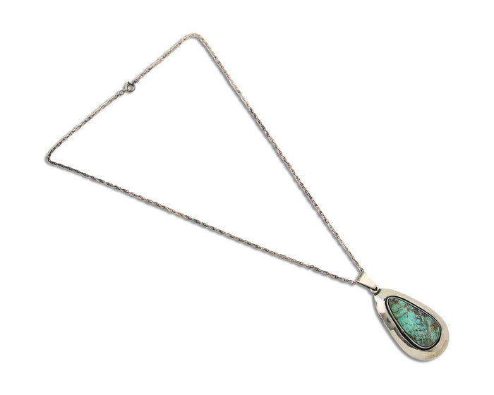 Navajo Necklace 925 Silver Natural Turquoise Artist Signed M Montoya C.80's