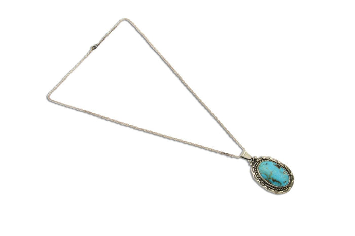 Navajo Necklace 925 Silver Natural Turquoise Artist Signed M Montoya C.80's