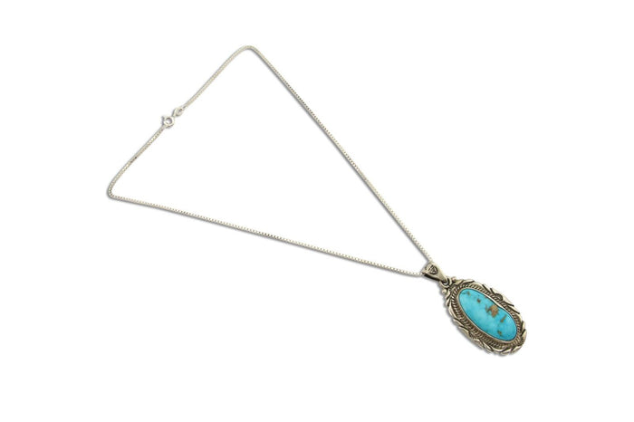 Navajo Necklace 925 Silver Natural Turquoise Artist Signed M Montoya C.80's