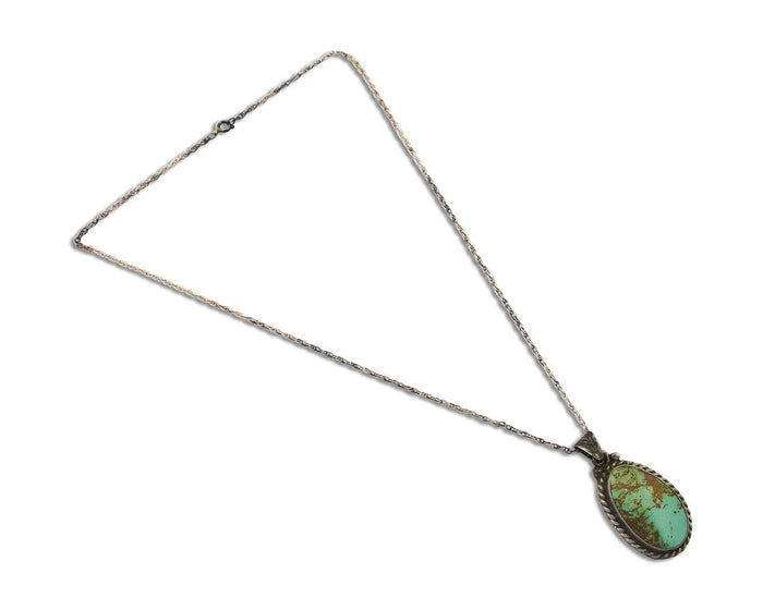Navajo Necklace 925 Silver Natural Turquoise Artist Signed M Montoya C.80's