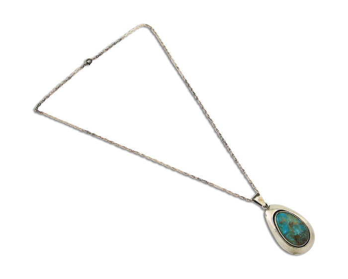 Navajo Necklace 925 Silver Natural Turquoise Artist Signed M Montoya C.80's