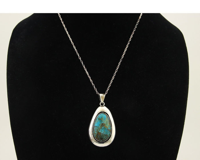 Navajo Necklace 925 Silver Natural Turquoise Artist Signed M Montoya C.80's