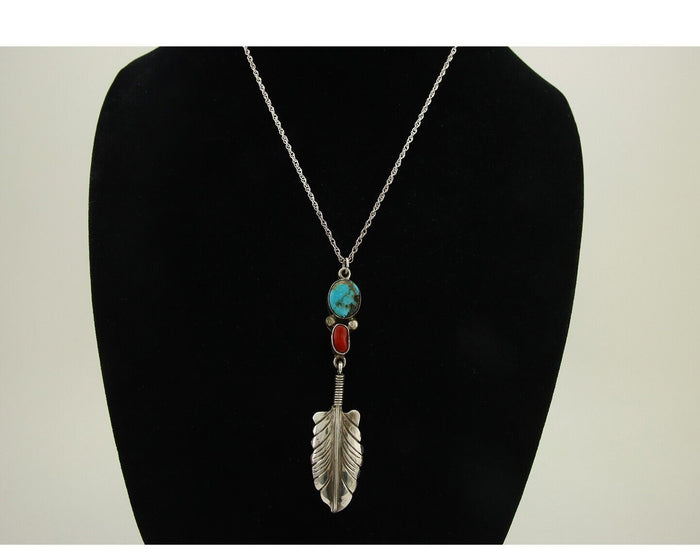 Navajo Necklace 925 Silver Natural Turquoise Artist Signed M Montoya C.80's
