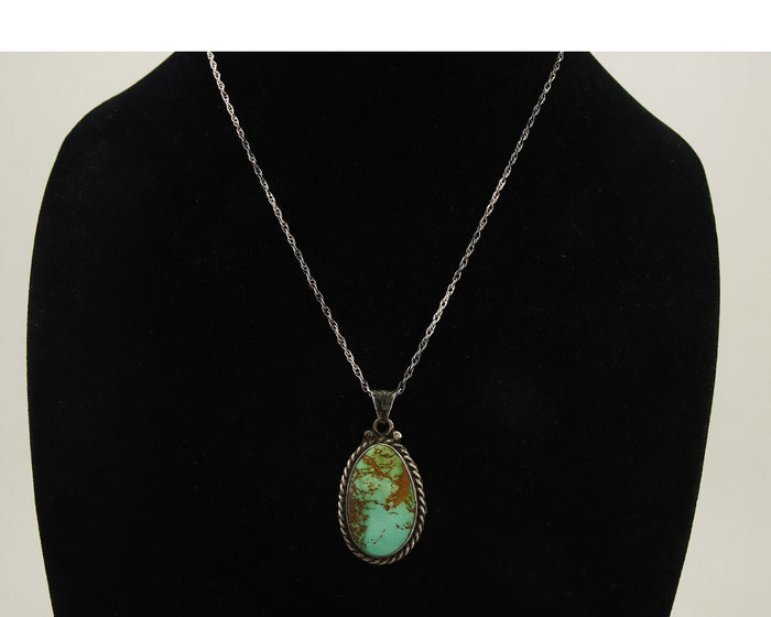 Navajo Necklace 925 Silver Natural Turquoise Artist Signed M Montoya C.80's