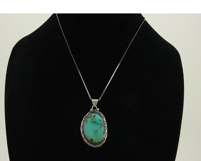 Navajo Necklace 925 Silver Natural Turquoise Artist Signed M Montoya C.80's