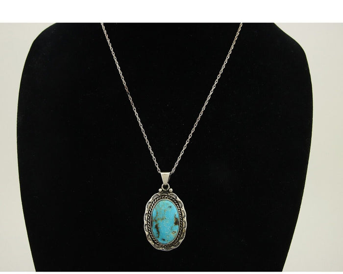 Navajo Necklace 925 Silver Natural Turquoise Artist Signed M Montoya C.80's