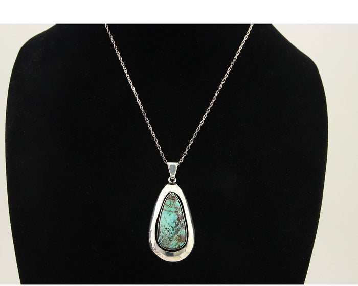 Navajo Necklace 925 Silver Natural Turquoise Artist Signed M Montoya C.80's