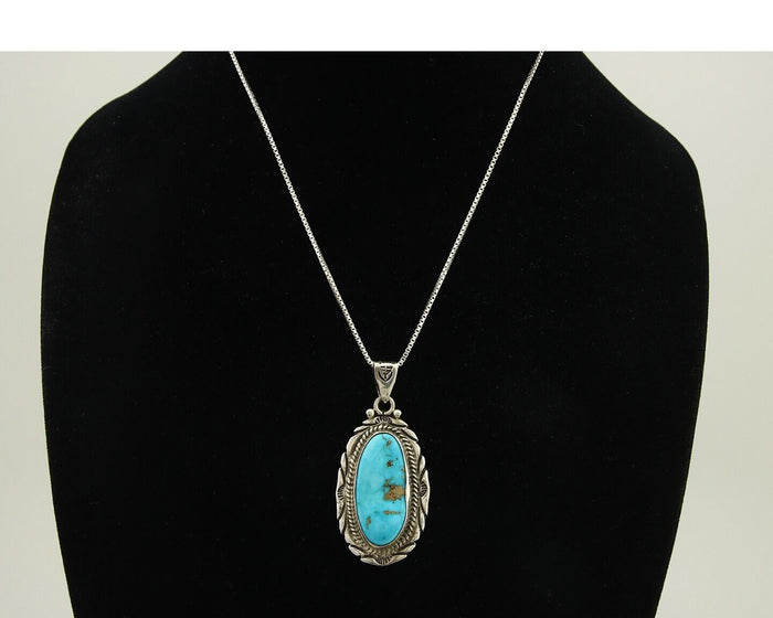 Navajo Necklace 925 Silver Natural Turquoise Artist Signed M Montoya C.80's