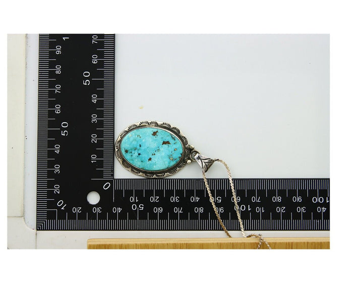 Navajo Necklace 925 Silver Natural Turquoise Artist Signed M Montoya C.80's