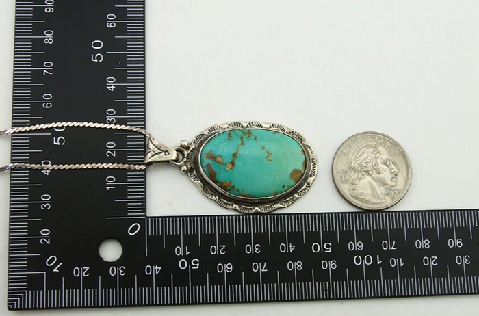 Navajo Necklace 925 Silver Natural Turquoise Artist Signed M Montoya C.80's
