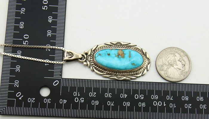 Navajo Necklace 925 Silver Natural Turquoise Artist Signed M Montoya C.80's