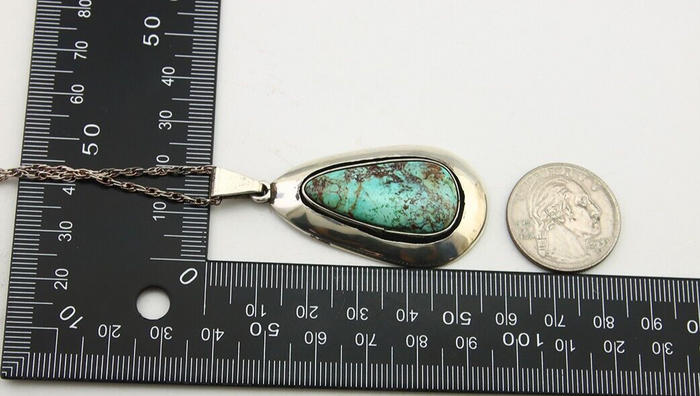 Navajo Necklace 925 Silver Natural Turquoise Artist Signed M Montoya C.80's