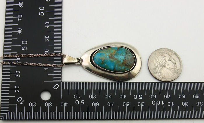 Navajo Necklace 925 Silver Natural Turquoise Artist Signed M Montoya C.80's