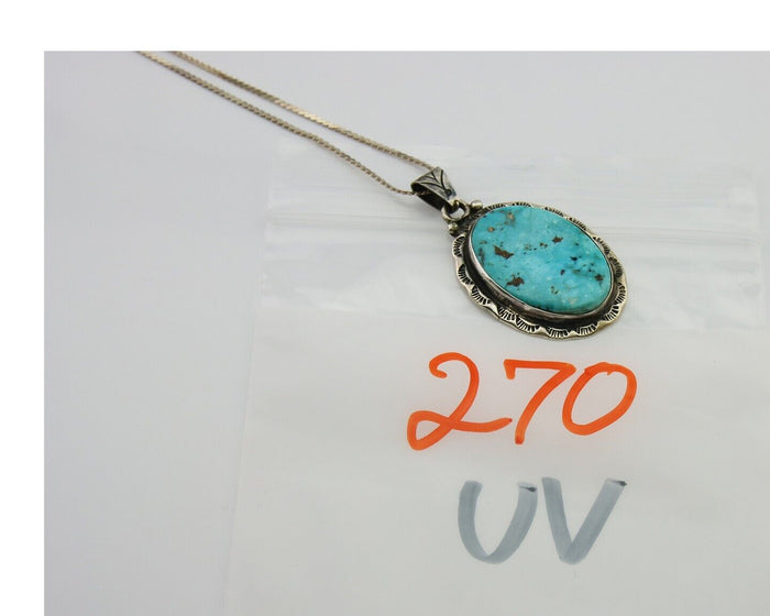 Navajo Necklace 925 Silver Natural Turquoise Artist Signed M Montoya C.80's