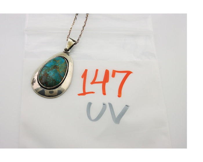Navajo Necklace 925 Silver Natural Turquoise Artist Signed M Montoya C.80's
