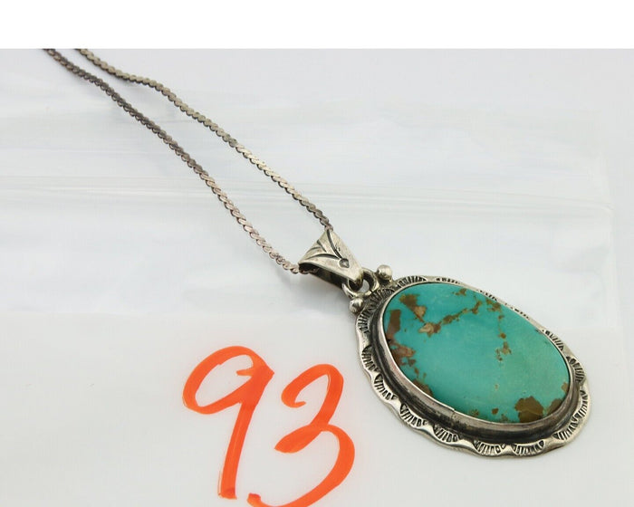 Navajo Necklace 925 Silver Natural Turquoise Artist Signed M Montoya C.80's