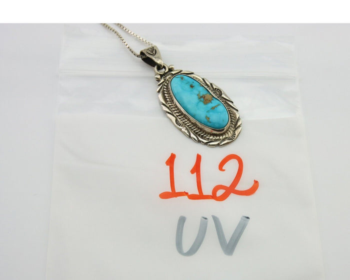 Navajo Necklace 925 Silver Natural Turquoise Artist Signed M Montoya C.80's