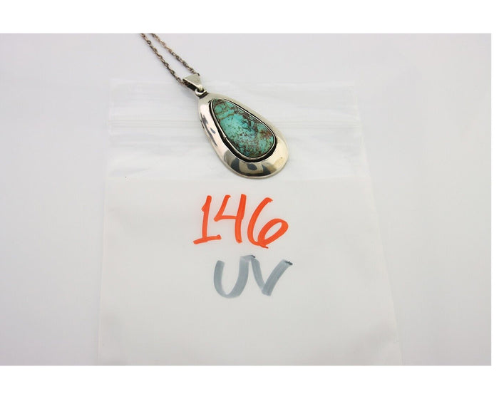 Navajo Necklace 925 Silver Natural Turquoise Artist Signed M Montoya C.80's