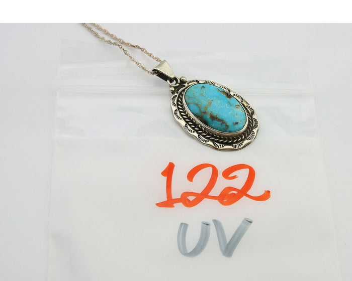 Navajo Necklace 925 Silver Natural Turquoise Artist Signed M Montoya C.80's