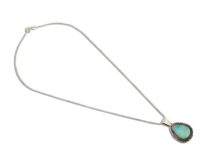 Navajo Necklace 925 Silver Natural Turquoise Artist Signed Mike Begay C.80's