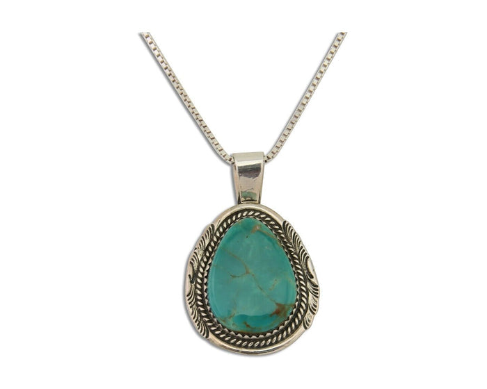 Navajo Necklace 925 Silver Natural Turquoise Artist Signed Mike Begay C.80's