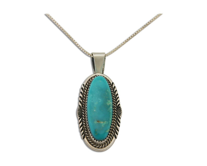 Navajo Necklace 925 Silver Natural Turquoise Artist Signed Mike Begay C.80's
