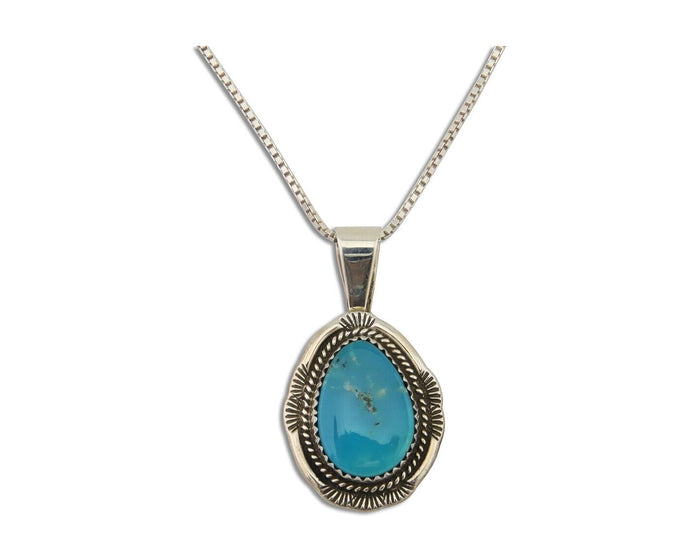 Navajo Necklace 925 Silver Natural Turquoise Artist Signed Mike Begay C.80's