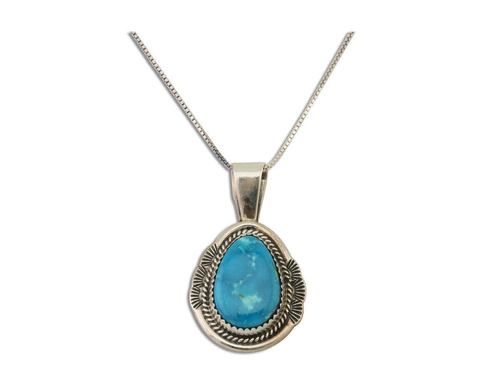 Navajo Necklace 925 Silver Natural Turquoise Artist Signed Mike Begay C.80's