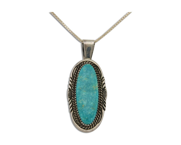 Navajo Necklace 925 Silver Natural Turquoise Artist Signed Mike Begay C.80's