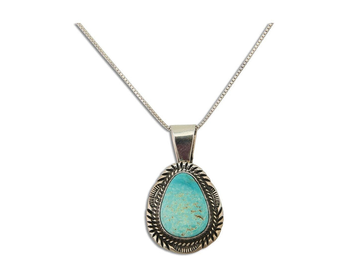 Navajo Necklace 925 Silver Natural Turquoise Artist Signed Mike Begay C.80's