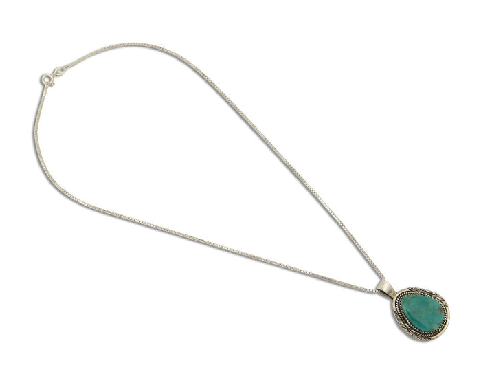 Navajo Necklace 925 Silver Natural Turquoise Artist Signed Mike Begay C.80's